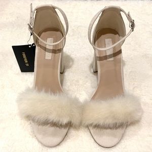 NEW Forever21 Cream White Faux Fur Heels